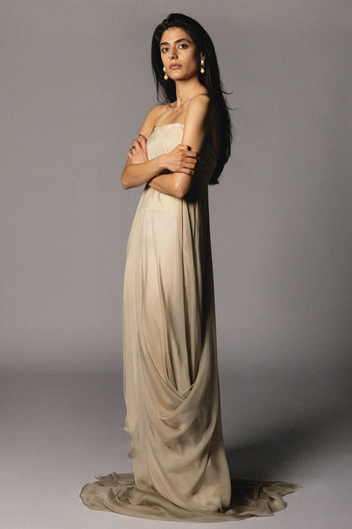 Dalia Gown  | Gray Silk Mousseline