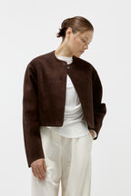 Suede Cropped Jacket in Chocolate | Limited Edition