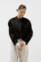 Ponyhair Cropped Jacket in Black