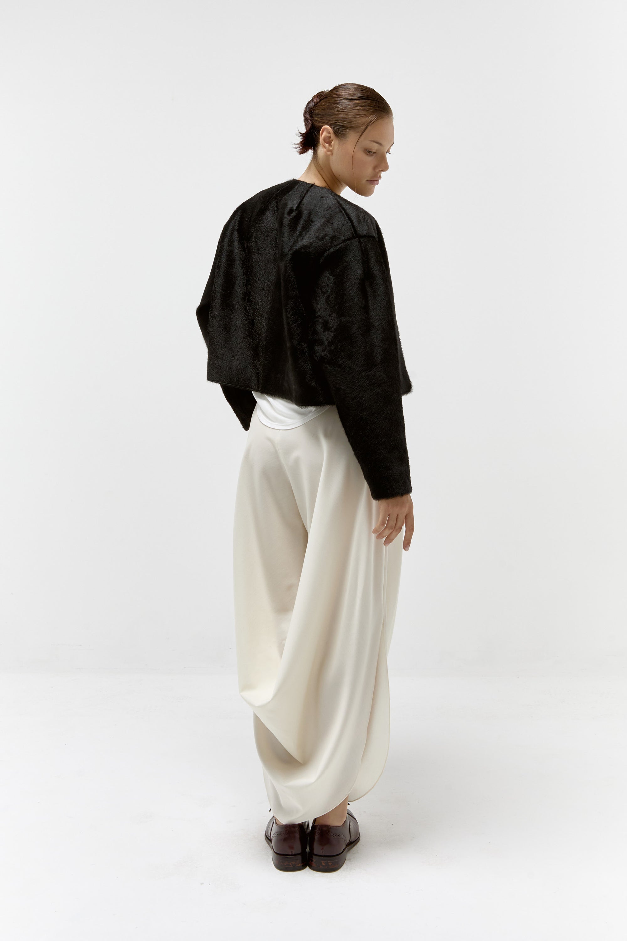 Ponyhair Cropped Jacket in Black