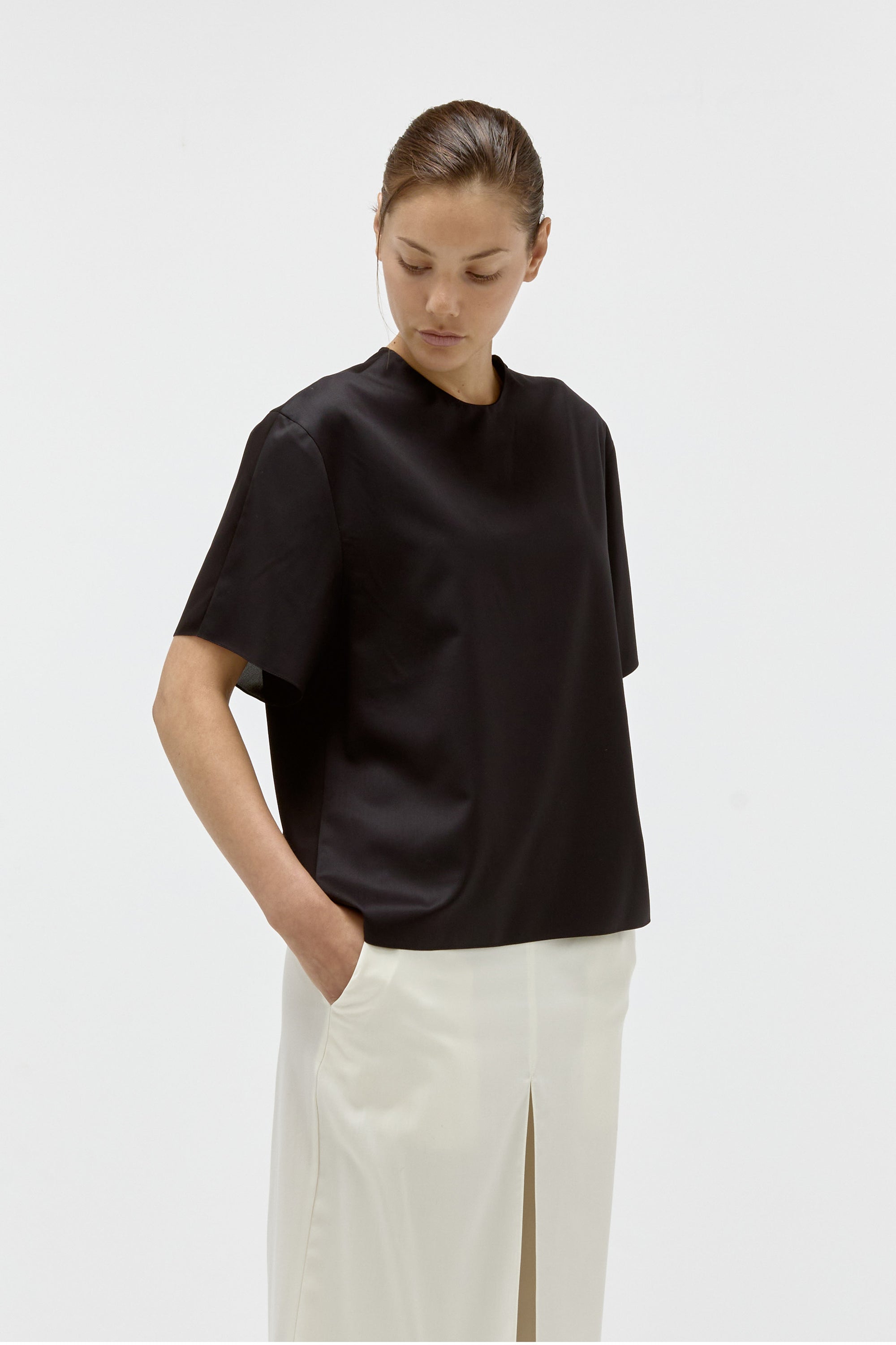 Wool & Silk Top in Black