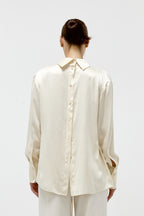 Silk Draped Blouse in Vanilla