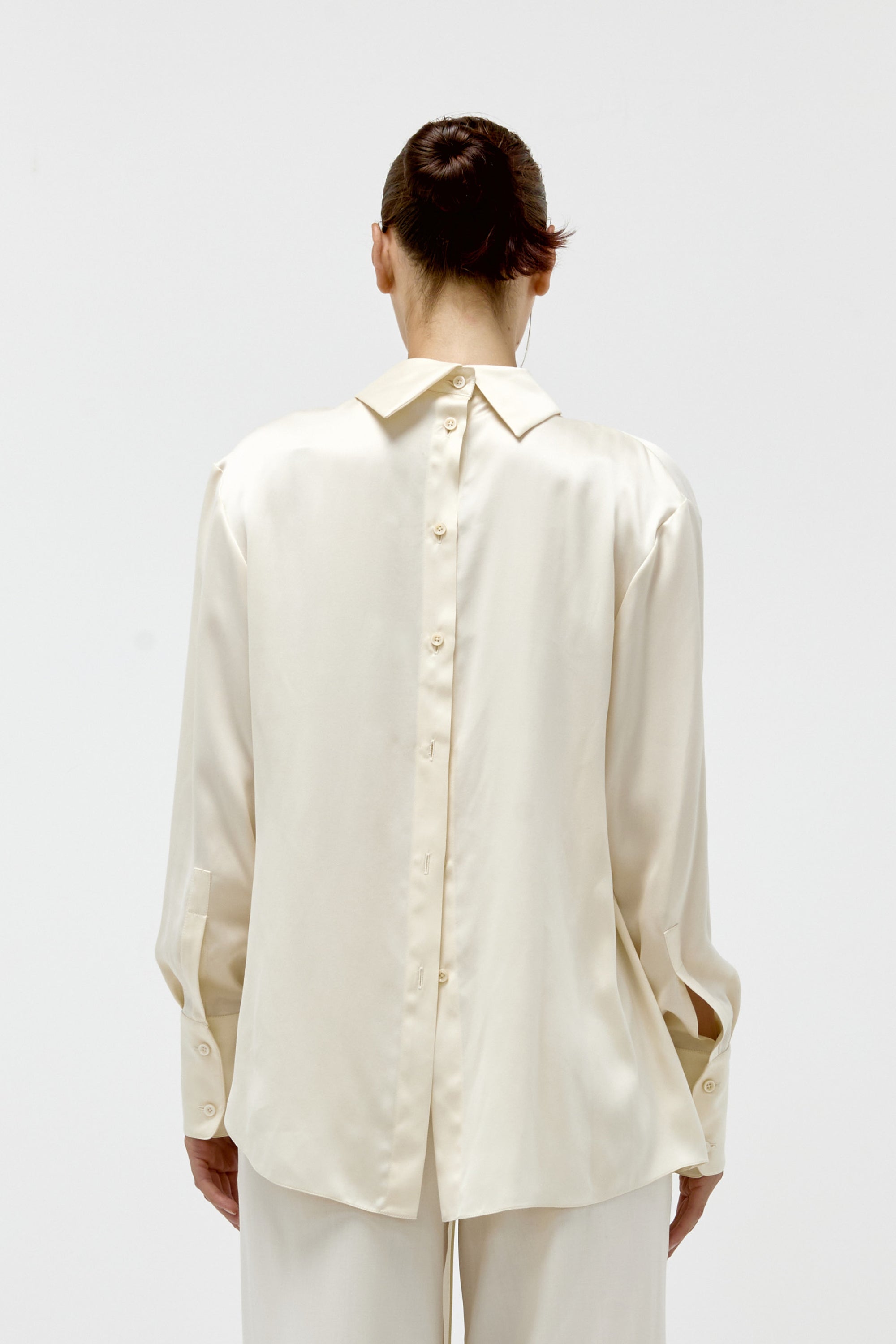 Silk Draped Blouse in Vanilla