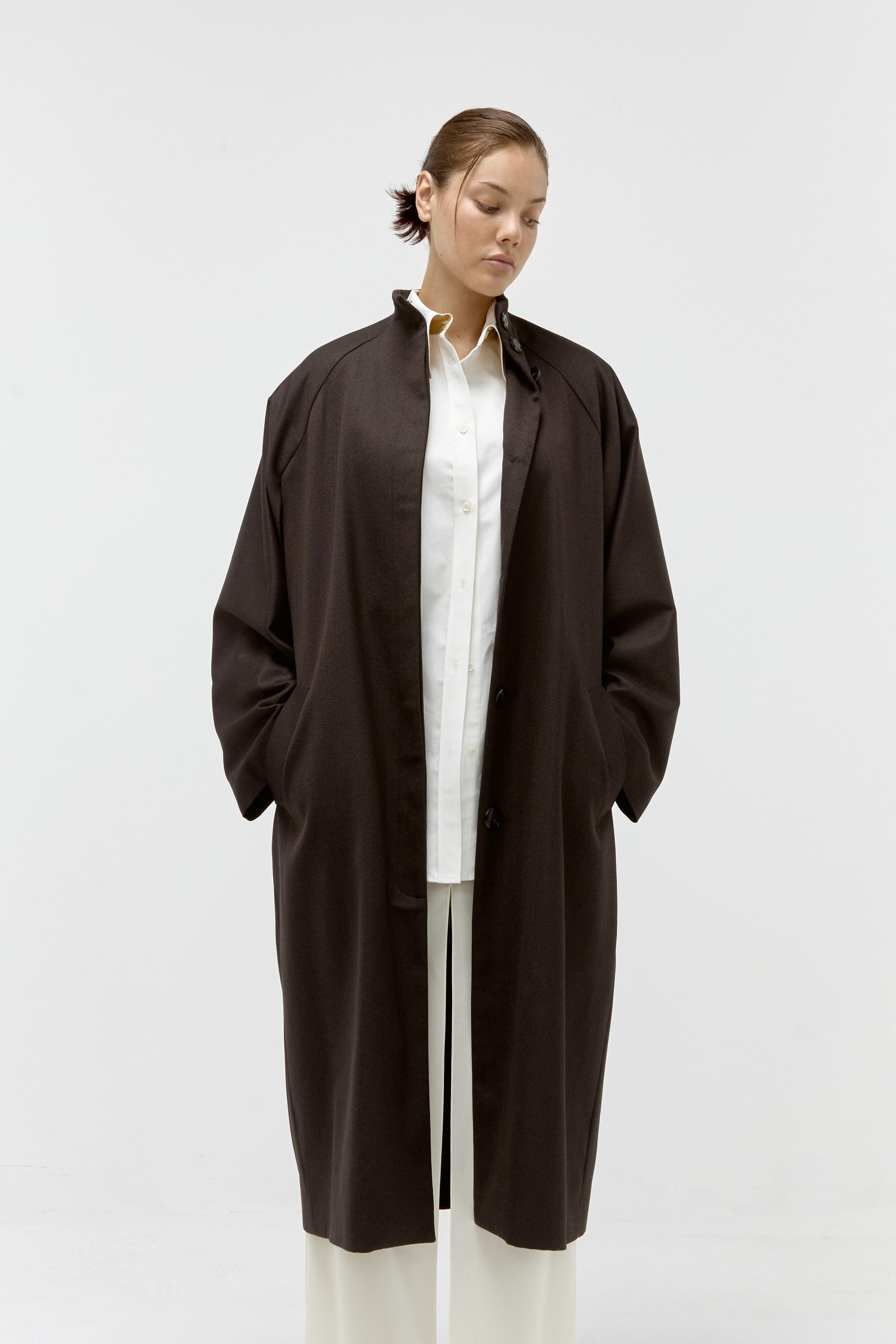 Raglan Coat in Bitter Chocolate