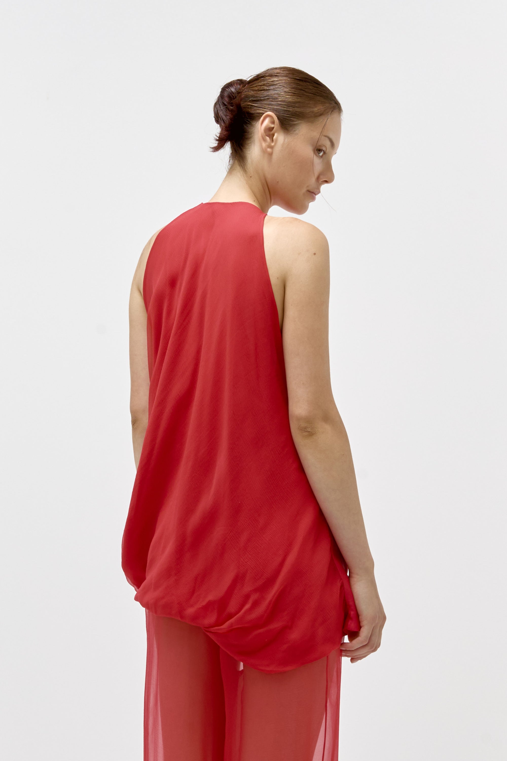 Draped Halter Top in Lipstick