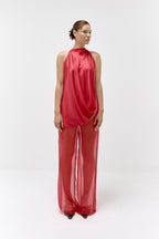 Draped Halter Top in Lipstick
