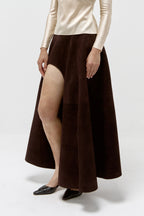 A-Line Suede Skirt in Chocolate | Limited Edition