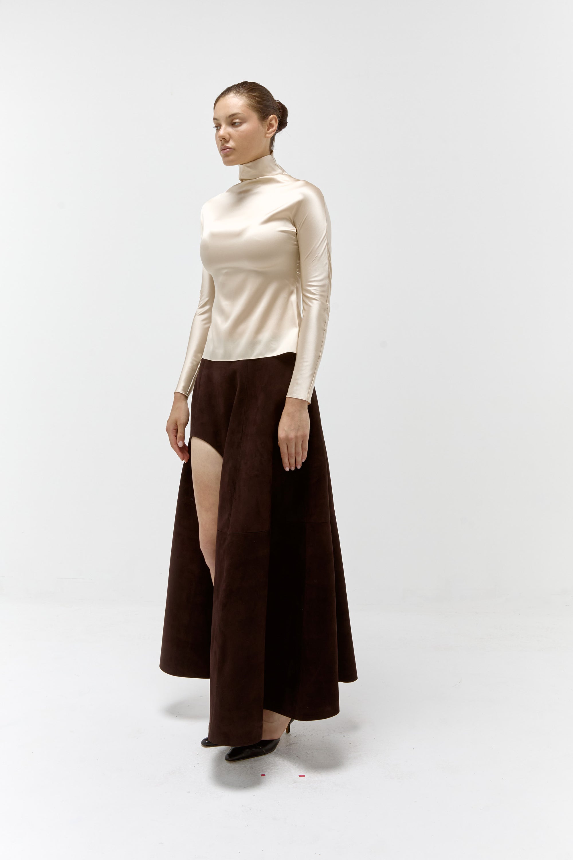 A-Line Suede Skirt in Chocolate | Limited Edition