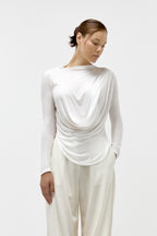 Draped Jersey Top in Ivory