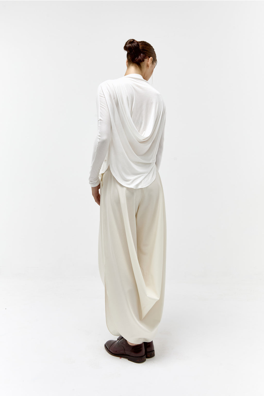 Draped Jersey Top in Ivory