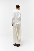 Draped Jersey Top in Ivory