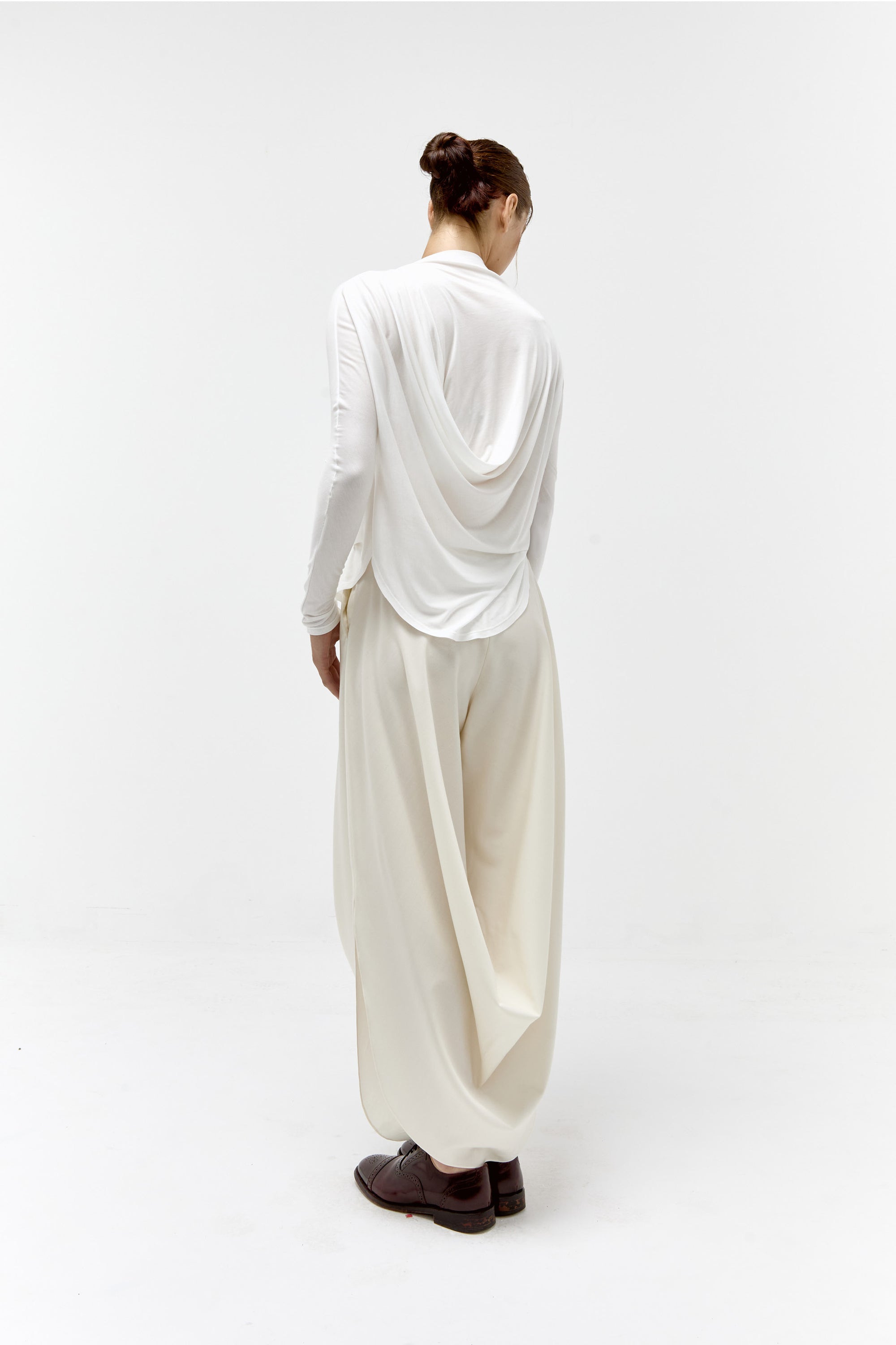 Draped Jersey Top in Ivory