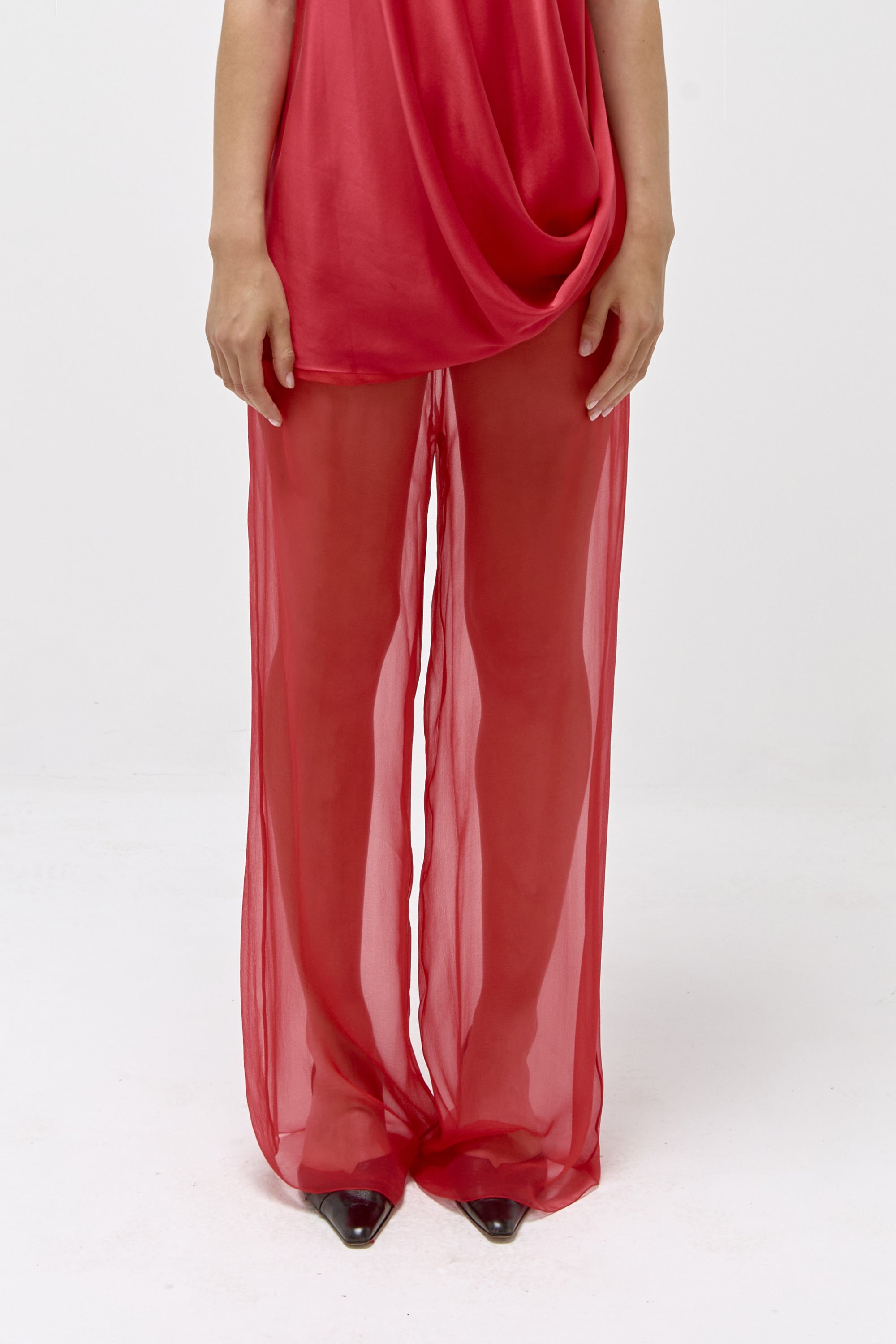 Sheer Trousers in Lipstick