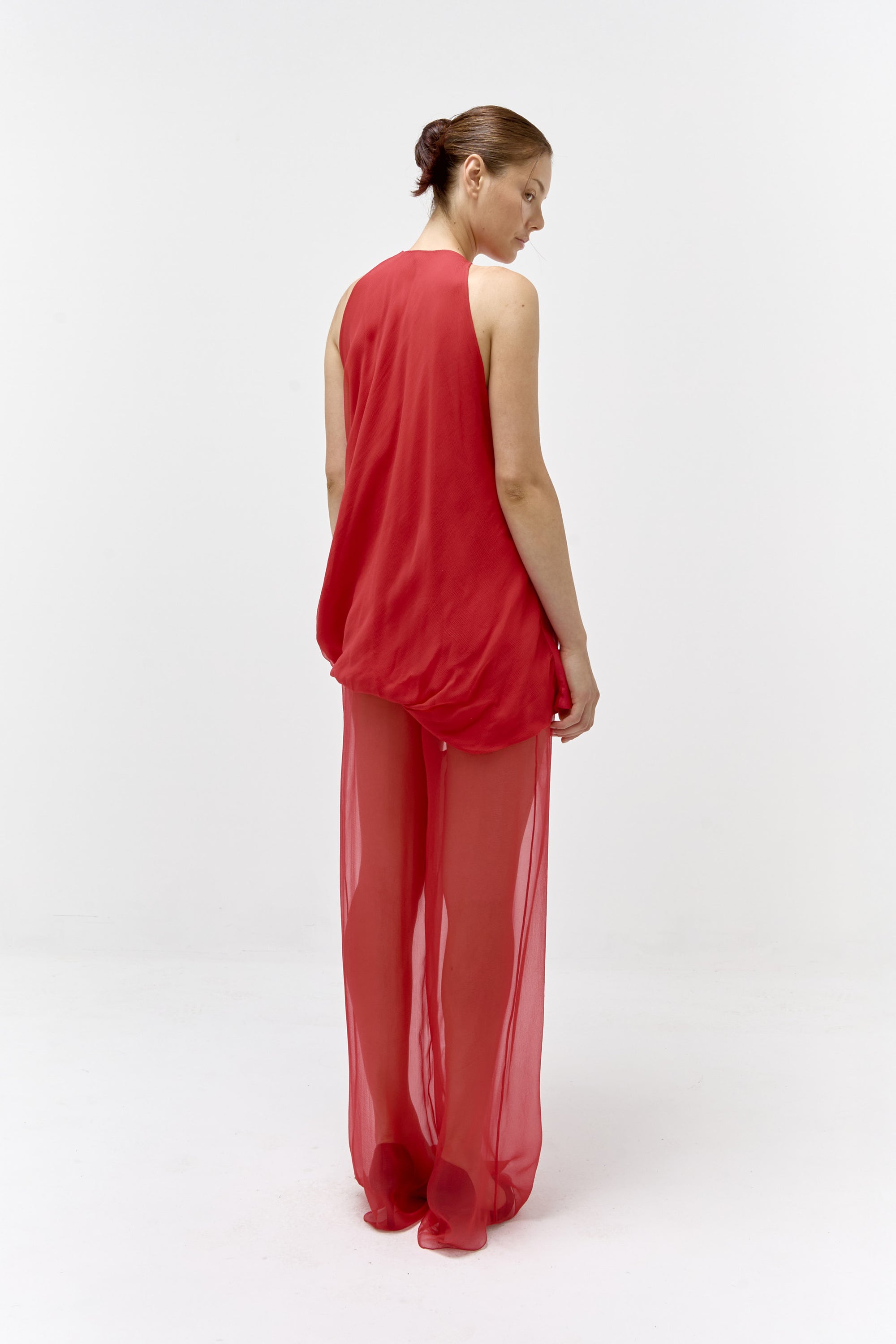 Sheer Trousers in Lipstick